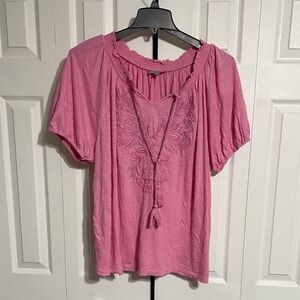 Style & Co cotton blend smock top tee shirt embroidered top blouse size 3X